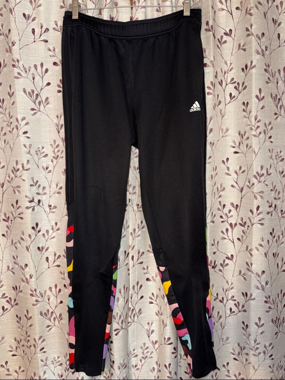 adidas Black Leggings with Multicolor Side Accents